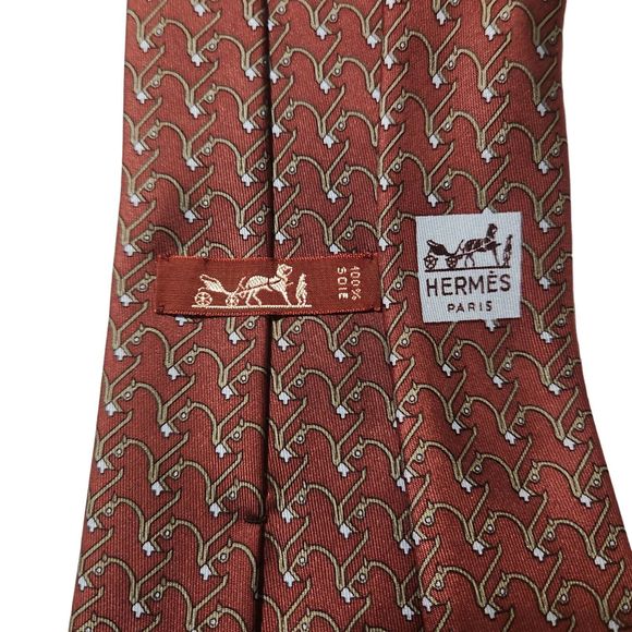 Hermes Paris 877 PA Genuine Vintage Red Silk Tie‎ - Picture 5 of 5
